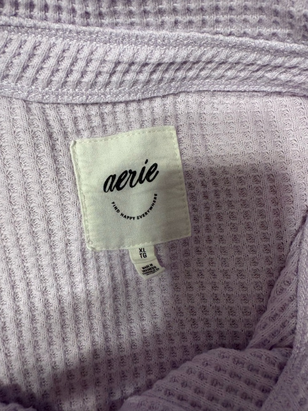 Aerie Light Lavender Waffle-Knit Button-Up - Picture 2 of 4